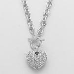 Heart of Sparkle Silver Tone Pendant Necklace.JPG
